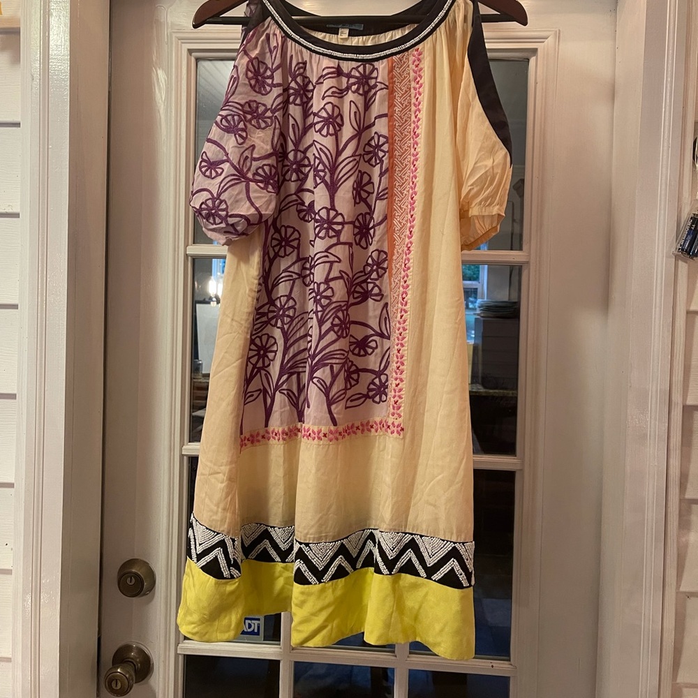 Leifnotes Anthropologie dress beaded size 6 open shoulder